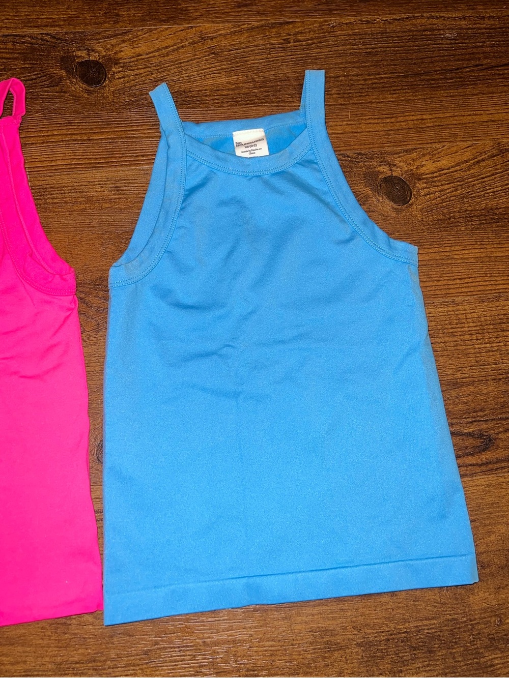 No Boundaries Vibrant Pink & Blue Y2K Fitted Nylon Spandex Tank Tops Size XS 0-2 - Picture 3 of 8